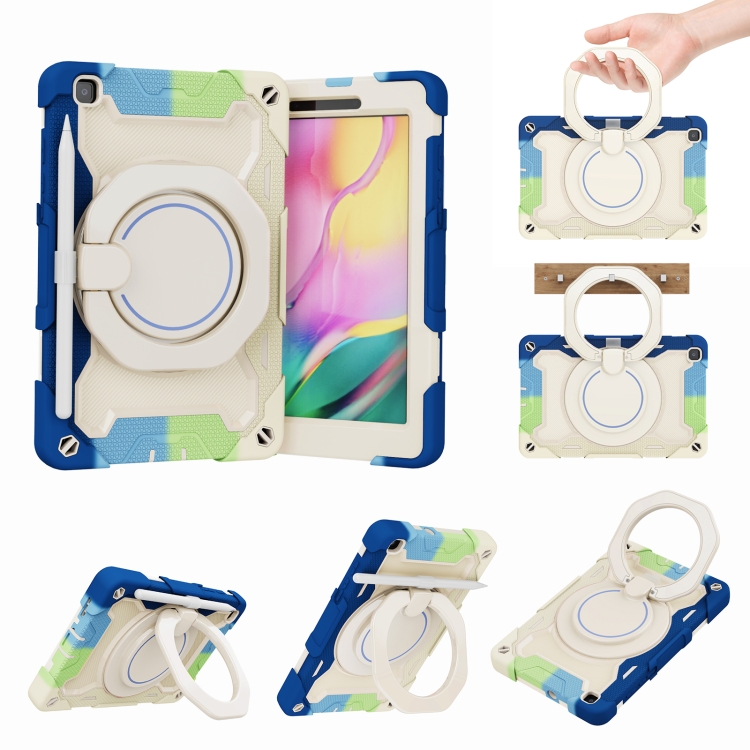 

For Samsung Galaxy Tab A 8.0 2019 SM-T290 Armor Contrast Color Silicone + PC Tablet Case(Colorful Blue)