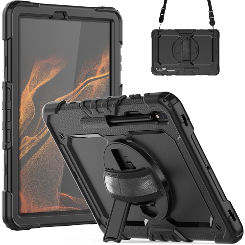 

For Samsung Galaxy Tab S8+ 12.4 inch SM-X800 Silicone + PC Tablet Case with Shoulder Strap(Black)
