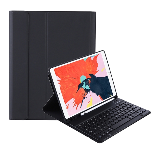 

T098B Candy Color Skin Feel Texture Bluetooth Keyboard Leather Case with Pen Holder For iPad Air 4 10.9 2020 / Air 5 10.9 2022 (Black)