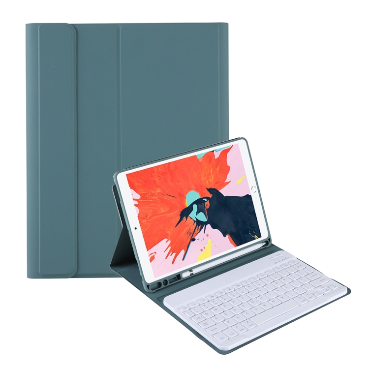 

T098B Candy Color Skin Feel Texture Bluetooth Keyboard Leather Case with Pen Holder For iPad Air 4 10.9 2020 / Air 5 10.9 2022 (Dark Green)