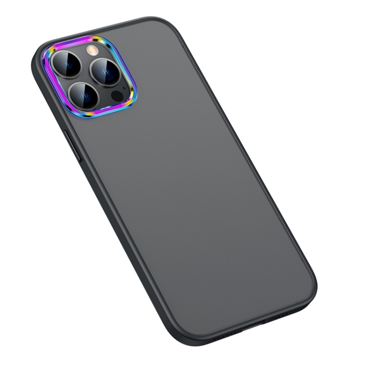 

Colorful Metal Lens Ring Matte PC + TPU Phone Case For iPhone 13 Pro(Black)