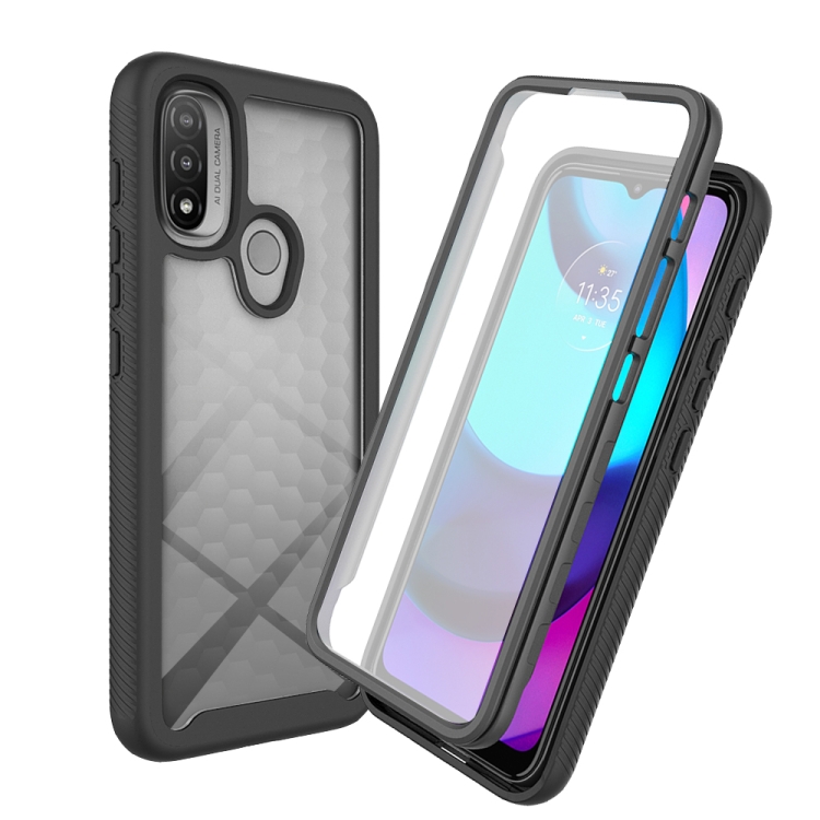 

For Motorola Moto E20 Starry Sky Full Body Hybrid Shockproof Phone Case (Black)