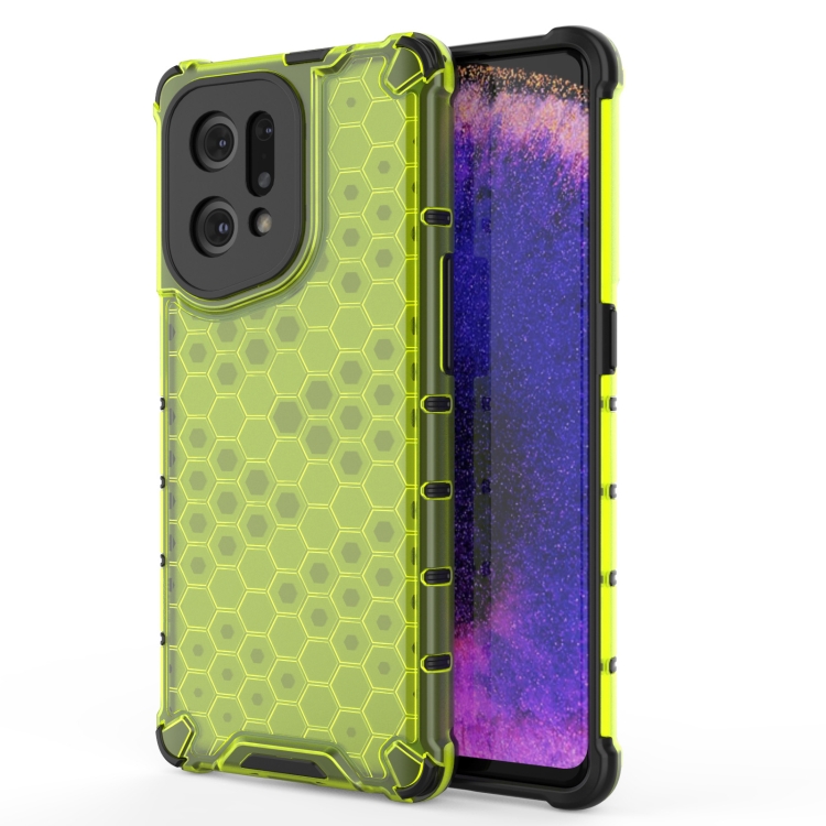 

For OPPO Find X5 Shockproof Honeycomb PC + TPU Phone Case(Green)