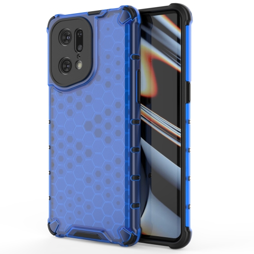 

For OPPO Find X5 Pro Shockproof Honeycomb PC + TPU Phone Case(Blue)