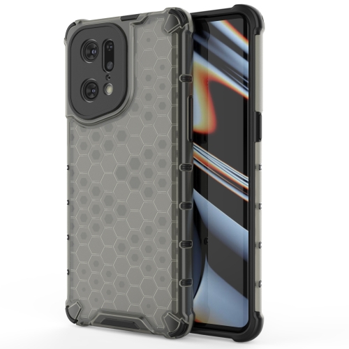 

For OPPO Find X5 Pro Shockproof Honeycomb PC + TPU Phone Case(Black)
