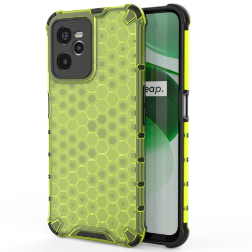 

For OPPO Realme C35 Shockproof Honeycomb PC + TPU Phone Case(Green)