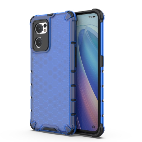 

For OPPO Reno7 5G Global / Find X5 Lite Shockproof Honeycomb PC + TPU Phone Case(Blue)