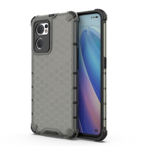 

For OPPO Reno7 5G Global / Find X5 Lite Shockproof Honeycomb PC + TPU Phone Case(Black)