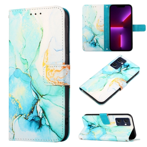 

For OPPO Reno7 5G Foreign Version & Taiwan Version / Find X5 Lite PT003 Marble Pattern Flip Leather Phone Case(Green LS003)