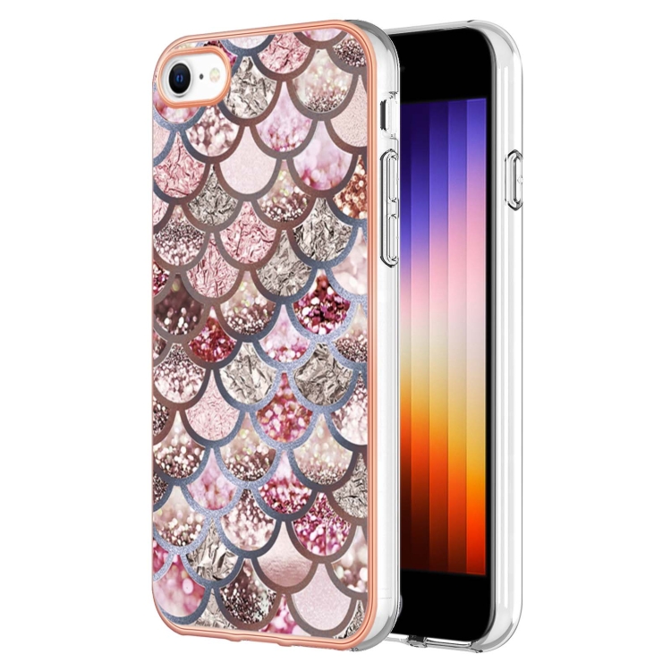 

For iPhone SE 2022 / SE 2020 / 8 / 7 Electroplating IMD TPU Phone Case(Pink Scales)