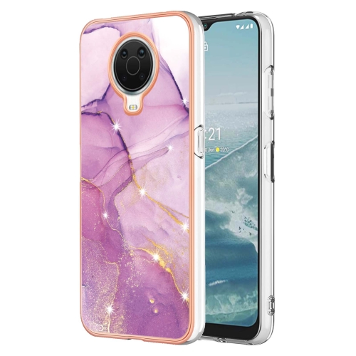

For Nokia G20 / G10 Electroplating Marble Pattern Dual-side IMD TPU Phone Case(Purple 001)