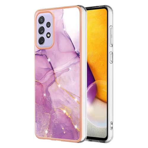 

For Samsung Galaxy A13 4G Electroplating Marble Pattern Dual-side IMD TPU Phone Case(Purple 001)