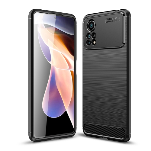 

For Xiaomi Poco X4 Pro 5G Precise Hole Brushed Texture Carbon Fiber TPU Phone Case(Black)