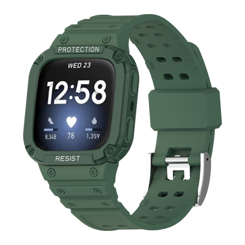 

22mm Silicone Integrated Watchband(Dark Green+Green Frame)