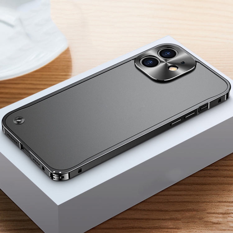 

Metal Frame Frosted Case For iPhone 12 mini(Black)