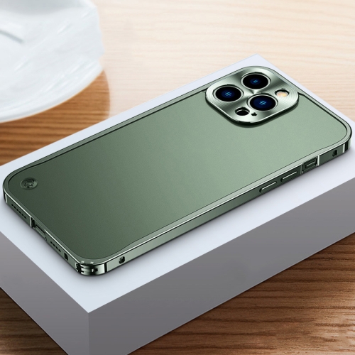

For iPhone 12 Metal Frame Frosted Case(Dark Green)