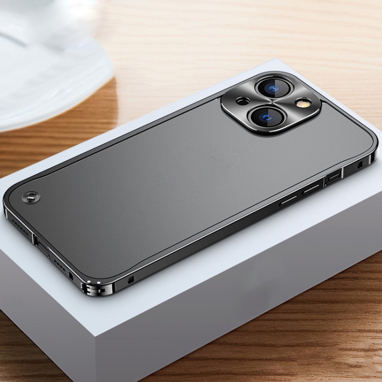 

For iPhone 13 mini Metal Frame Frosted Case (Black)