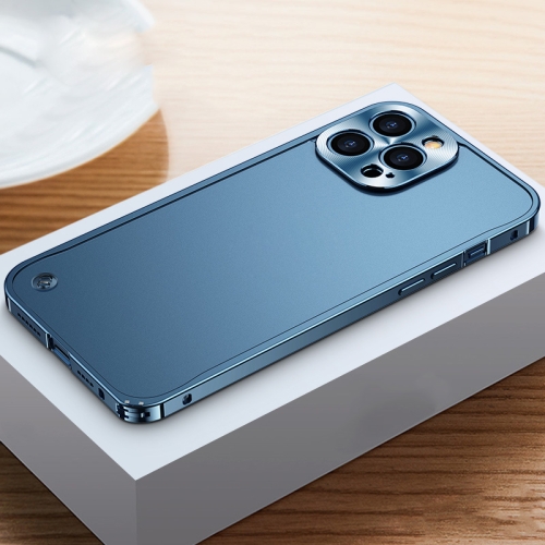 

For iPhone 13 Pro Metal Frame Frosted Case (Blue)