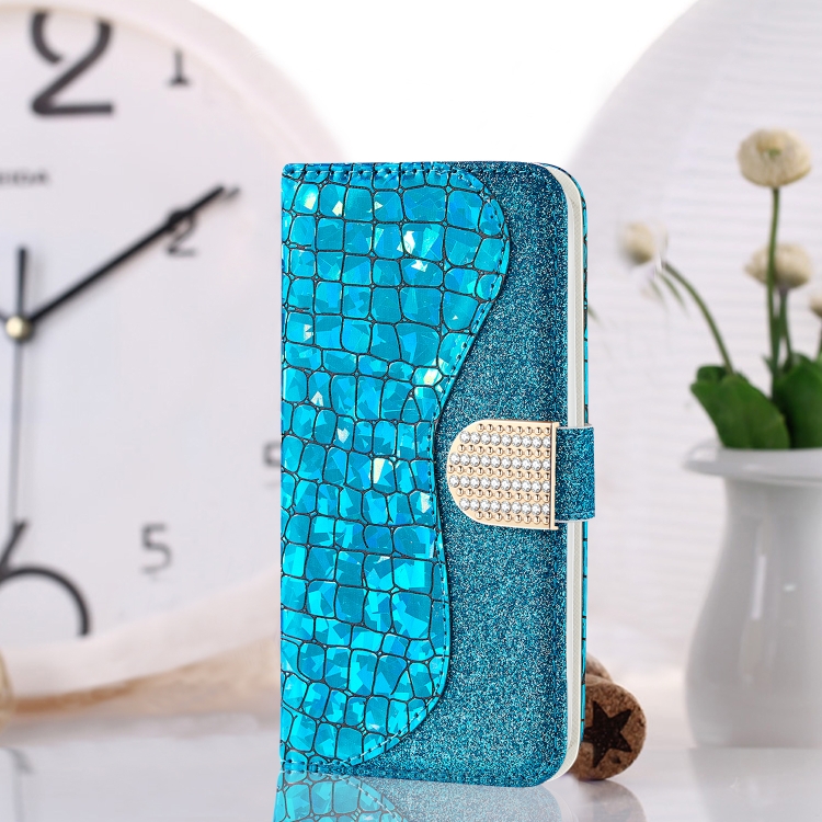 

For Xiaomi Redmi Note 11 International Laser Glitter Powder Matching Crocodile Leather Phone Case(Blue)
