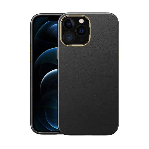 

Electroplating Leather Texture PC + TPU Phone Case For iPhone 11(Black)