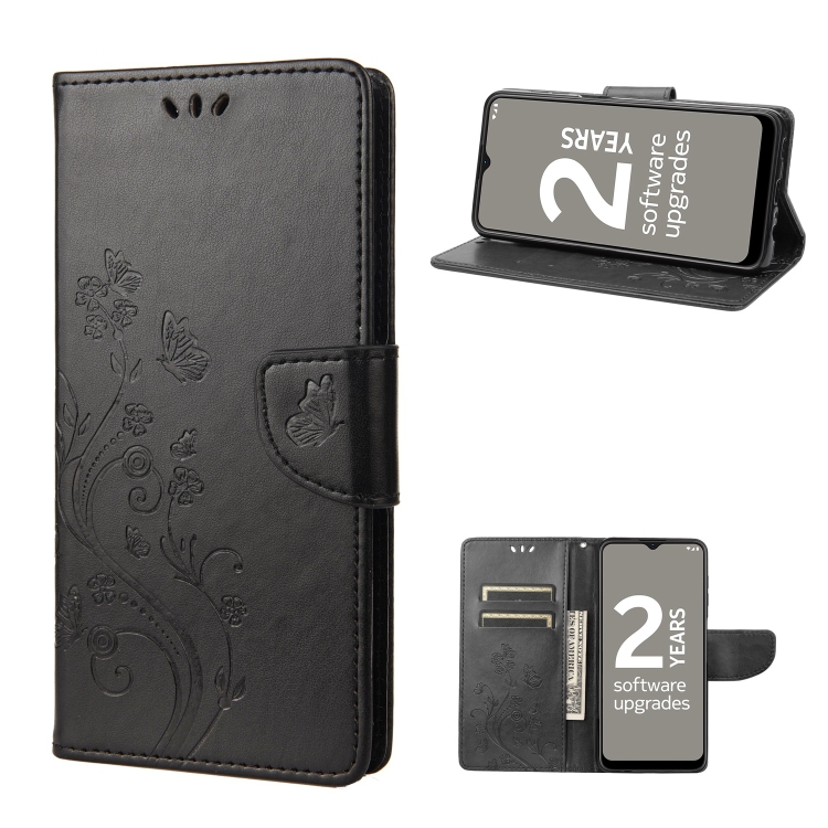 

For Nokia G21 Butterfly Flower Pattern Leather Phone Case(Black)