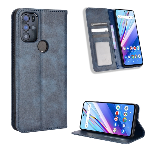 

For BLU G91 Pro Magnetic Buckle Retro Texture Leather Phone Case(Blue)