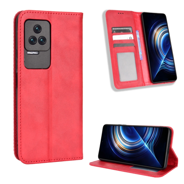 

For Xiaomi Redmi K50 / K50 Pro Magnetic Buckle Retro Texture Leather Phone Case(Red)