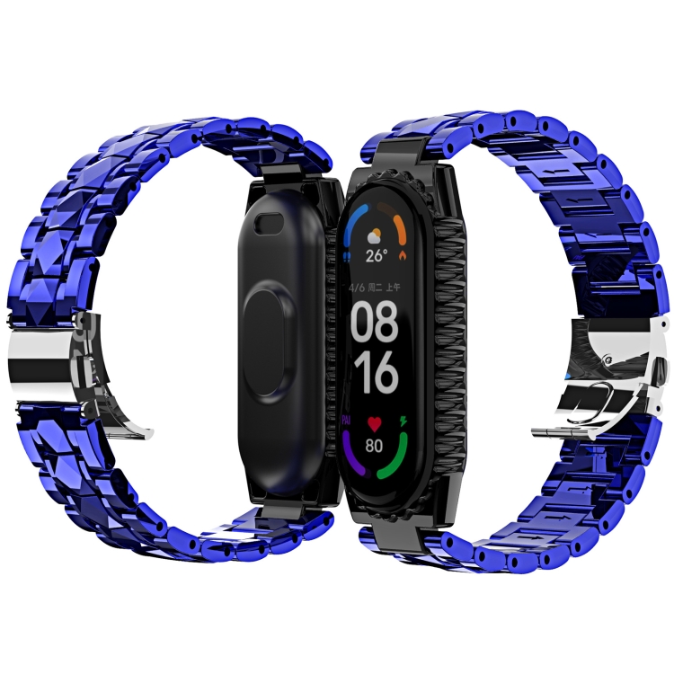 

For Xiaomi Mi Band 4 / 3 Stainless Steel Watch Band(Blue)