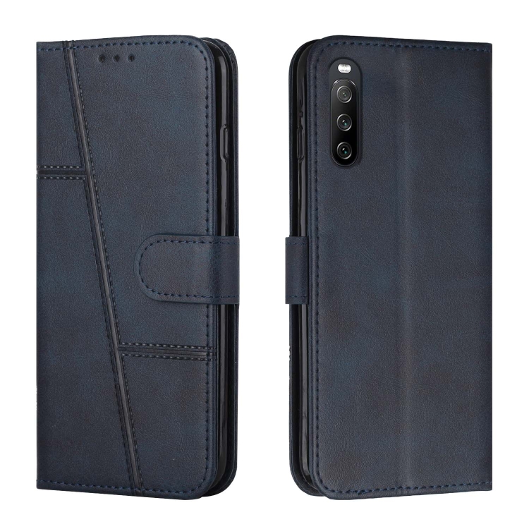

For Sony Xperia 10 III / 10 III Lite Stitching Calf Texture Buckle Leather Phone Case(Blue)