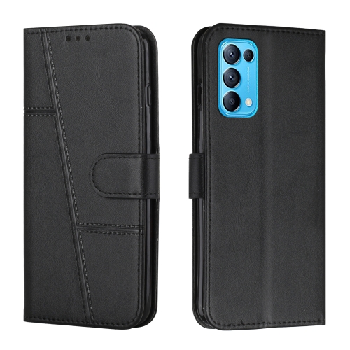 

For OPPO Reno5 5G&4G / Find X3 Lite Stitching Calf Texture Buckle Leather Phone Case(Black)