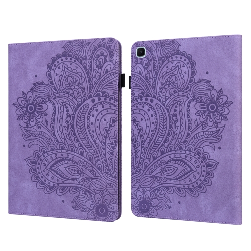 

For Samsung Galaxy Tab A7 Lite Peacock Embossed Pattern Leather Tablet Case(Purple)