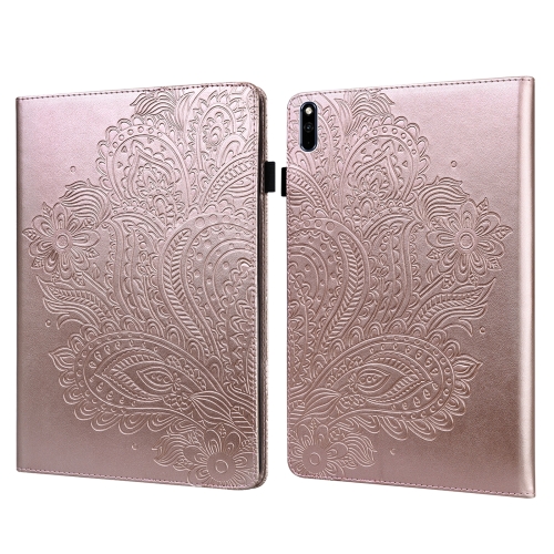 

For Huawei MatePad 10.4 Peacock Embossed Pattern TPU + PU Leather Tablet Case(Rose Gold)