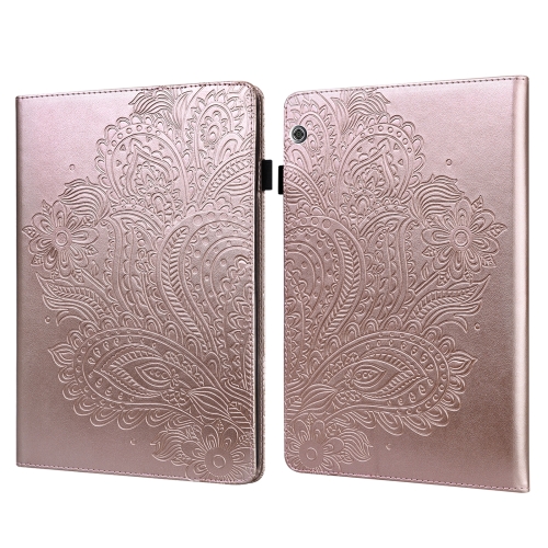 

For Huawei MediaPad T5 10 Peacock Embossed Pattern TPU + PU Leather Tablet Case(Rose Gold)