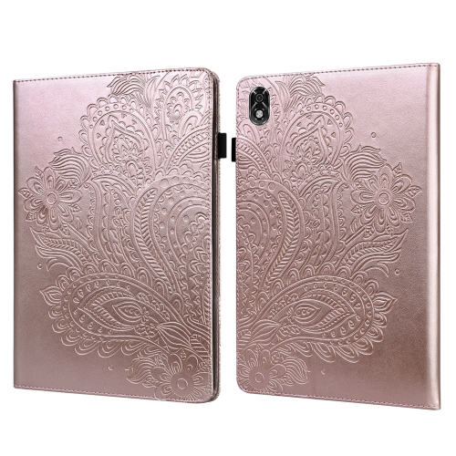 

For Lenovo Legion Y700 Peacock Embossed Pattern TPU + PU Leather Tablet Case(Rose Gold)