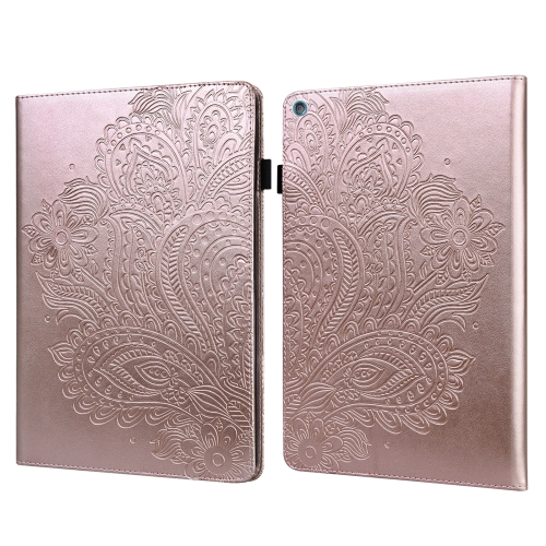 

For Amazon Fire HD 10 2017 / 2019 Peacock Embossed Pattern Leather Tablet Case with Sleep / Wake-up Function(Gold)