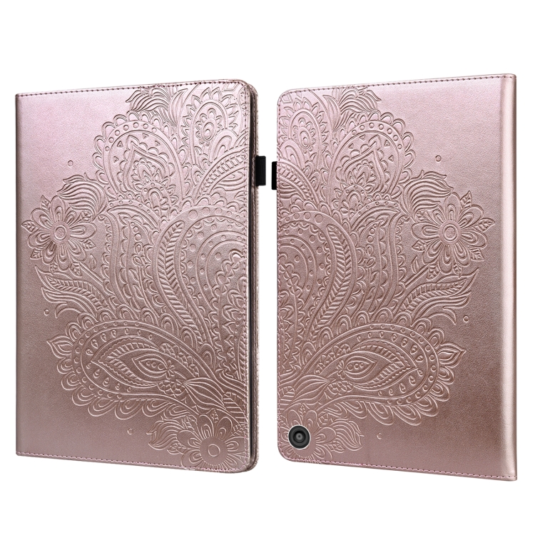 

For Amazon Fire HD 10 2021 / HD 10 Plus 2021 Peacock Embossed Pattern Leather Tablet Case(Gold)