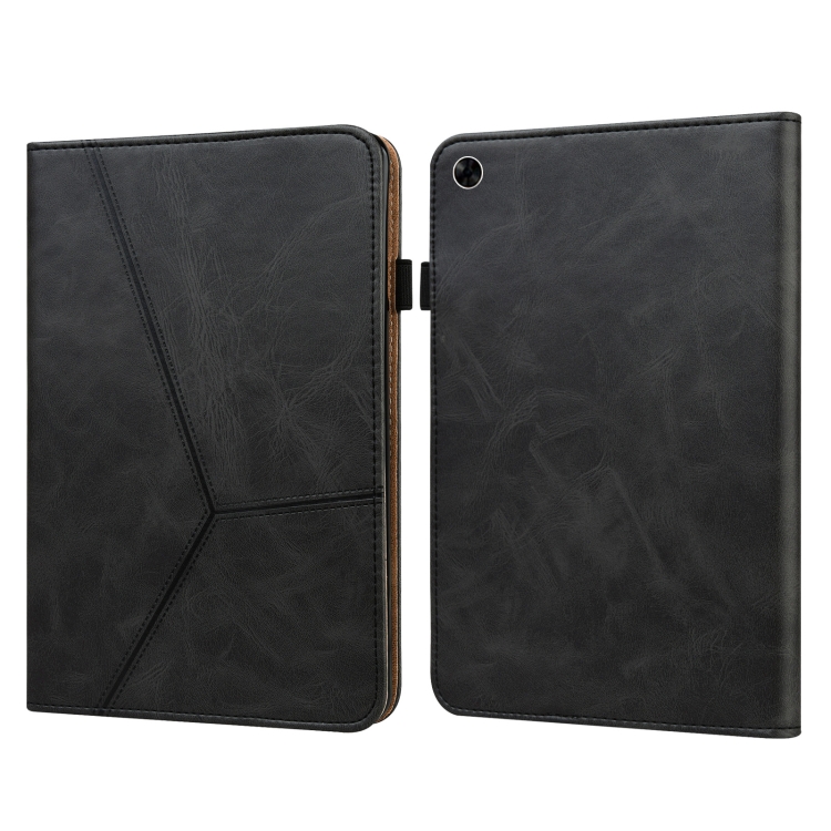 

For OPPO Pad Solid Color Embossed Striped Leather Case(Black)