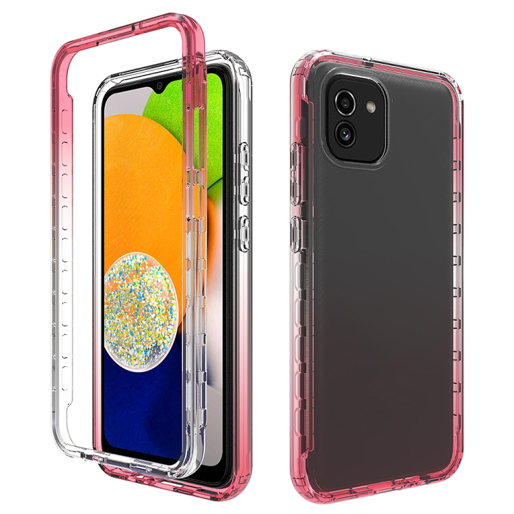 

For Samsung Galaxy A03 164mm Transparency Two-color Gradient PC + TPU Phone Case(Red)