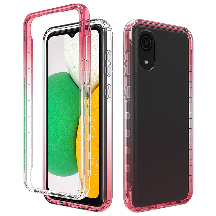 

For Samsung Galaxy A03 Core Transparency Two-color Gradient PC + TPU Phone Case(Red)