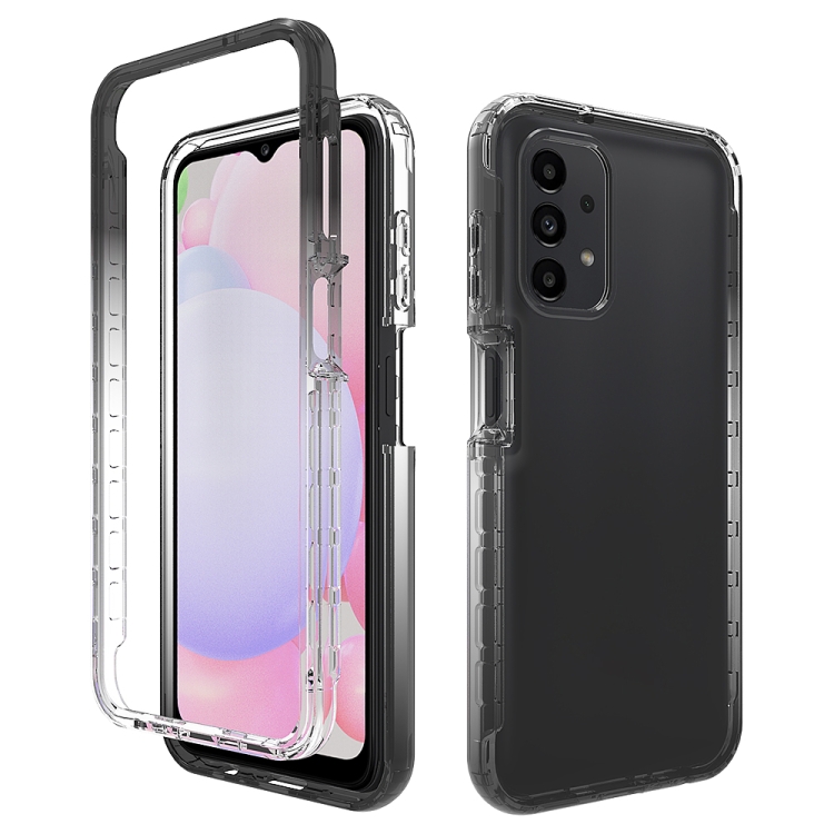 

For Samsung Galaxy A13 4G Transparency Two-color Gradient PC + TPU Phone Case(Black)