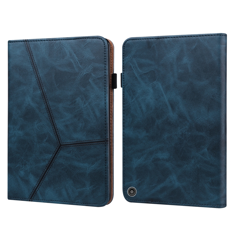 

For Amazon Fire HD 10 Plus / Fire HD 10 (2021) Solid Color Embossed Striped Leather Case(Blue)