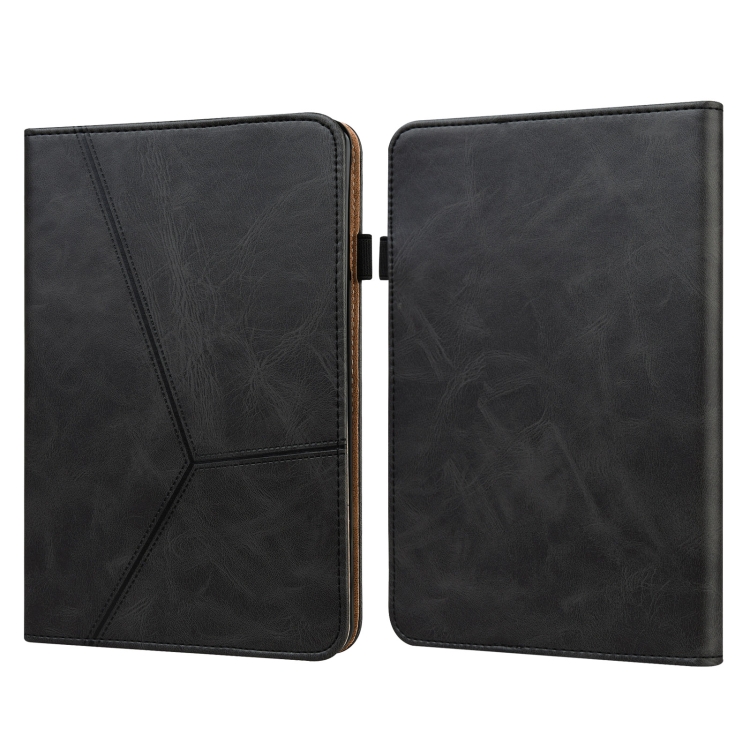 

For Amazon Paperwhite 5 2021 Solid Color Embossed Striped Leather Case(Black)