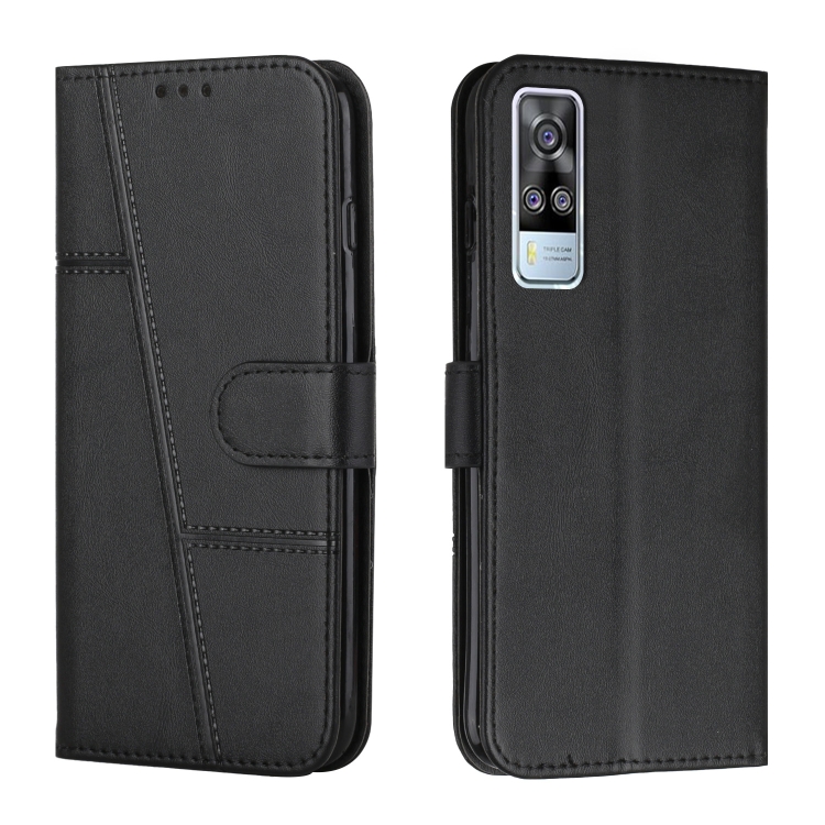 

vivo Y51 2020/Y51 2020 December/Y31 2020/Y51a Stitching Calf Texture Buckle Leather Phone Case(Black)