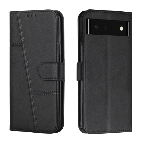 

For Google Pixel 6 Stitching Calf Texture Buckle Leather Phone Case(Black)