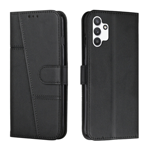 

For Samsung Galaxy A13 4G Stitching Calf Texture Buckle Leather Phone Case(Black)