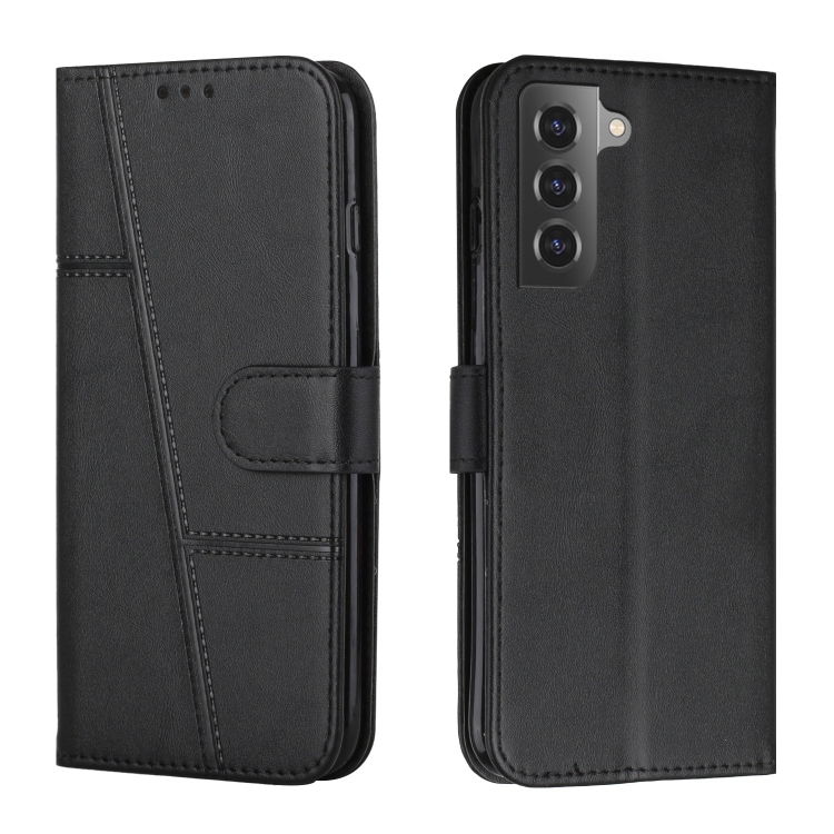 

For Samsung Galaxy S22 5G Stitching Calf Texture Buckle Leather Phone Case(Black)
