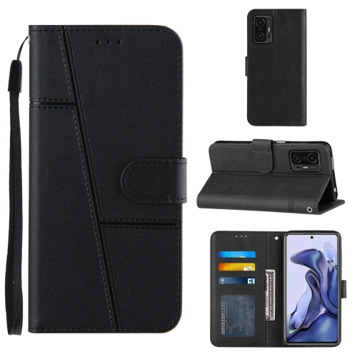 

For Xiaomi 11T / 11T Pro Stitching Calf Texture Buckle Leather Phone Case(Black)