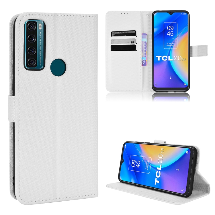 

For TCL 20 SE Diamond Texture Leather Phone Case(White)