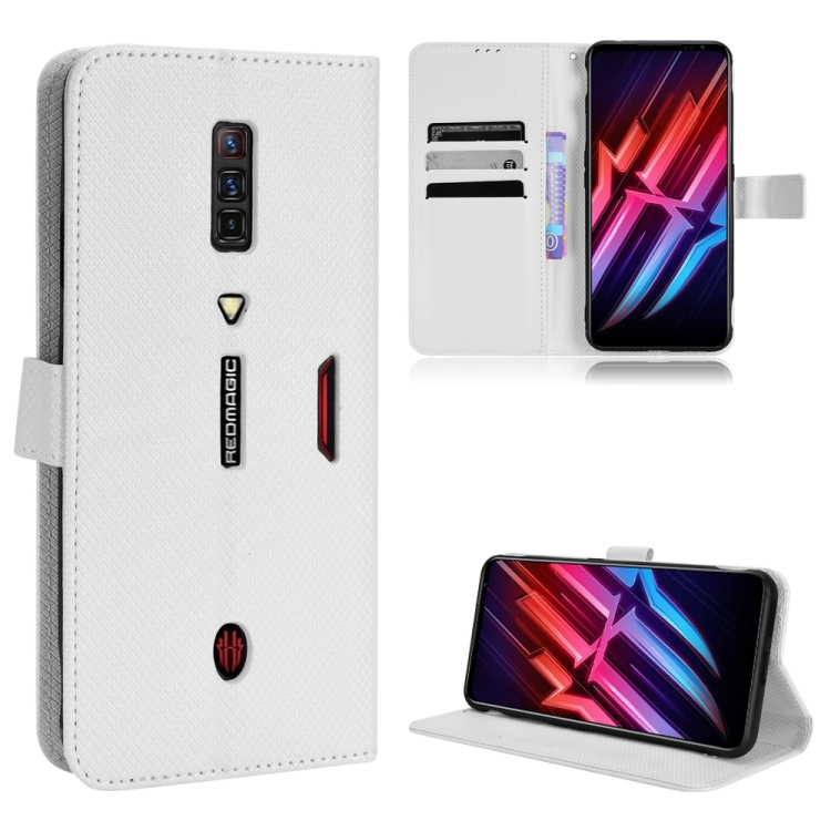 

For ZTE nubia Red Magic 6 / 6 Pro Diamond Texture Leather Phone Case(White)