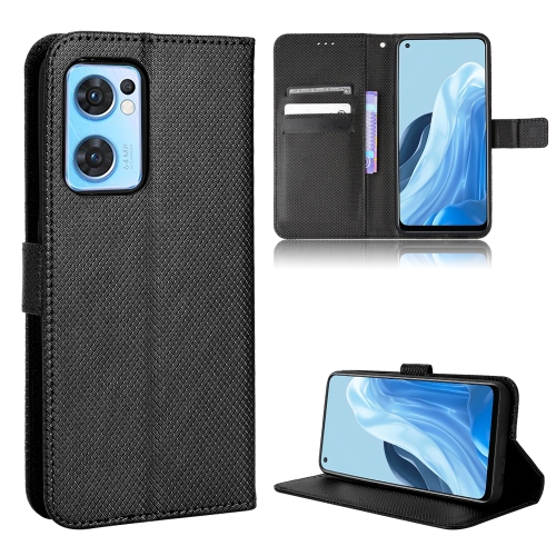 

For OPPO Reno7 5G / Find X5 Lite Diamond Texture Leather Phone Case(Black)